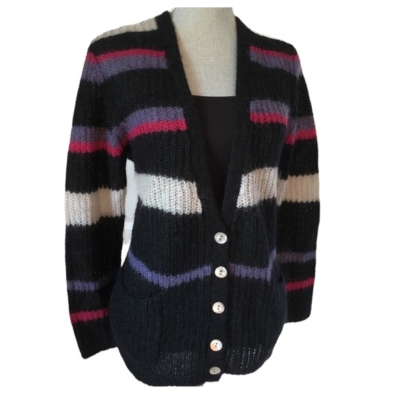 Aritzia Talula cardigan Mohair/wool blend striped knit women’s size XS - Picture 1 of 7